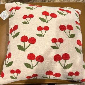Truly Lou Cherry Pattern Pillow, 18”x18”